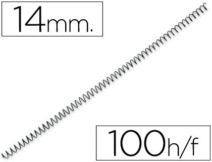 CJ100 espirales Q-Connect metálicos negros 14mm. paso 5:1